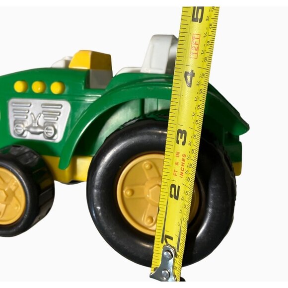 Green and Yellow Plastic Toy Tractor With Working Lights and Sound - Picture 7 of 10